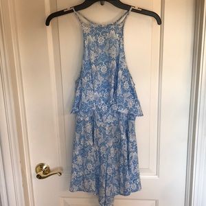 Blue and white romper
